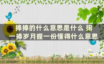 捧捧的什么意思是什么 掬一捧岁月握一份懂得什么意思